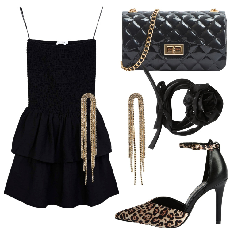 Outfit donna - Total look #2127870. Stile Glamour per Serata fuori. look ideale per Petite. Abbinamento con borse a tracolla, collane, décolleté, orecchini, vestiti corti.