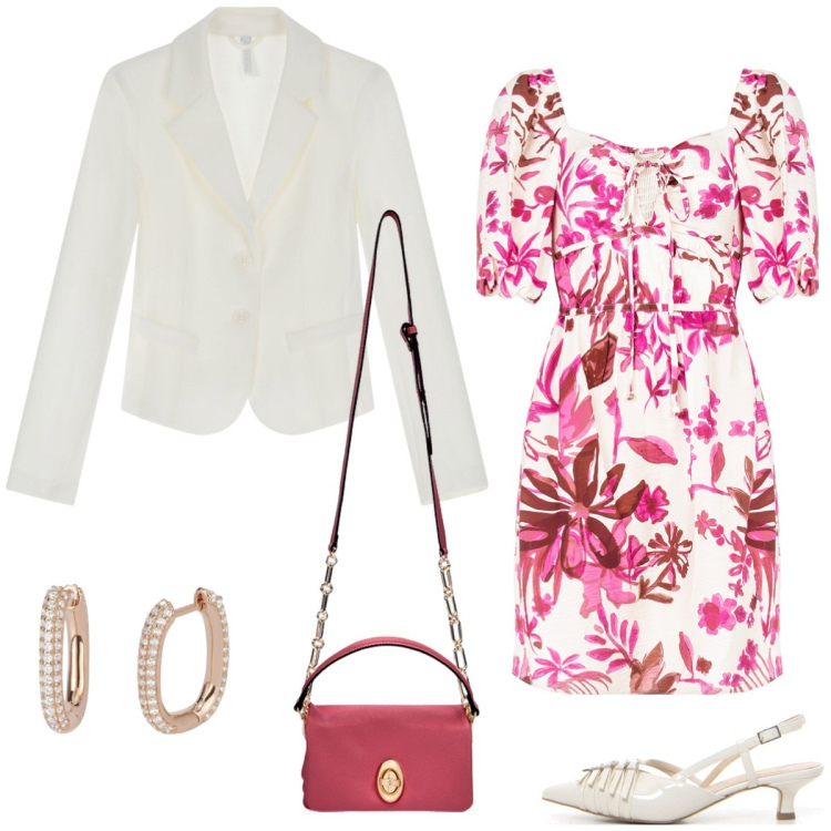 Outfit donna - Total look #2127934. Stile Romantica per Tutti i giorni. Abbinamento con vestiti corti, orecchini, blazer, décolleté, borse a tracolla.