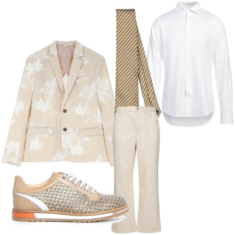 Outfit uomo - La giacca a fiori. Stile Business/Elegante per Serata speciale. Abbinamento con cravatte, camicie, giacche, jeans, scarpe stringate.