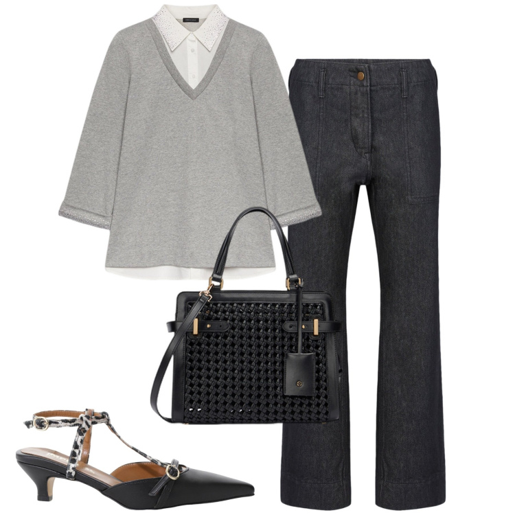 Outfit donna - City. Stile Urban per Tutti i giorni. Abbinamento con décolleté, pantaloni, felpe, borse a mano.
