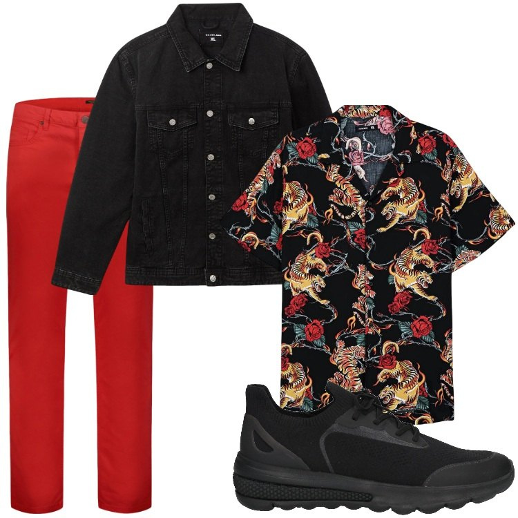 Outfit uomo - Total look #2128129. Stile Casual per Tutti i giorni. Abbinamento con sneakers, giacche, camicie a manica corta, pantaloni.