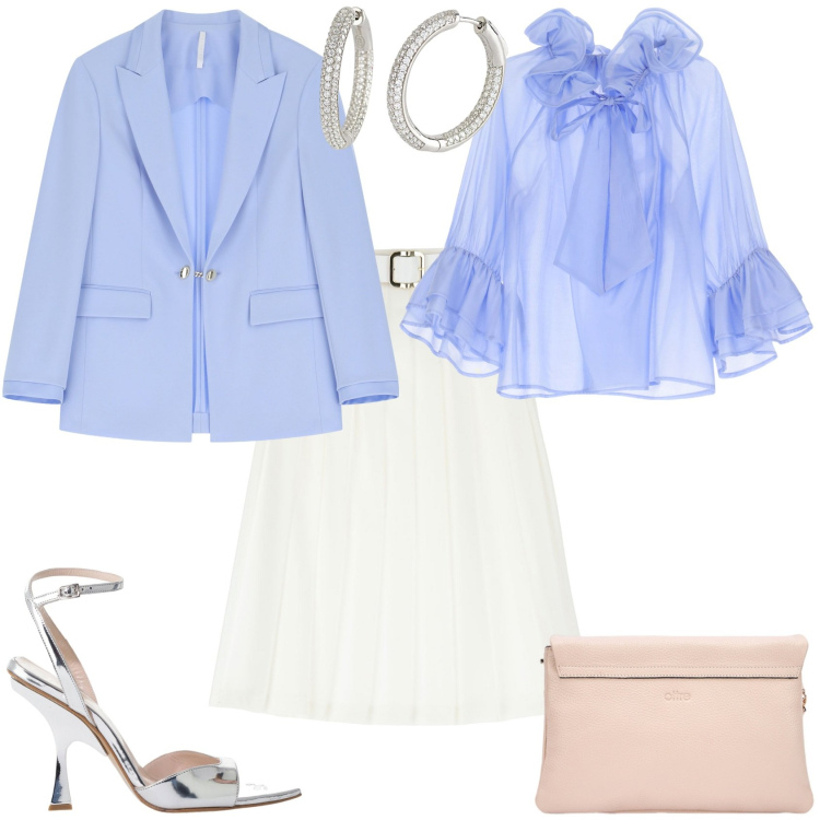 Outfit donna - Cerimonia evento speciale. Stile Romantica per Cerimonia. Abbinamento con orecchini, blazer, camicie, gonne longuette, décolleté, borse a tracolla.