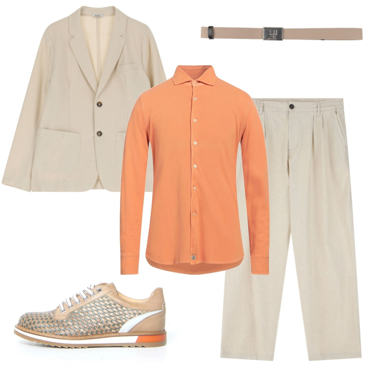 Outfit uomo - La camicia vitaminica. Stile Business/Elegante per Ufficio. Abbinamento con cinture, camicie, pantaloni, giacche, scarpe stringate.
