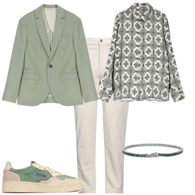 Outfit uomo - Total look #2128213. Stile Trendy per Serata speciale. Abbinamento con pantaloni, braccialetti, camicie, giacche, sneakers.