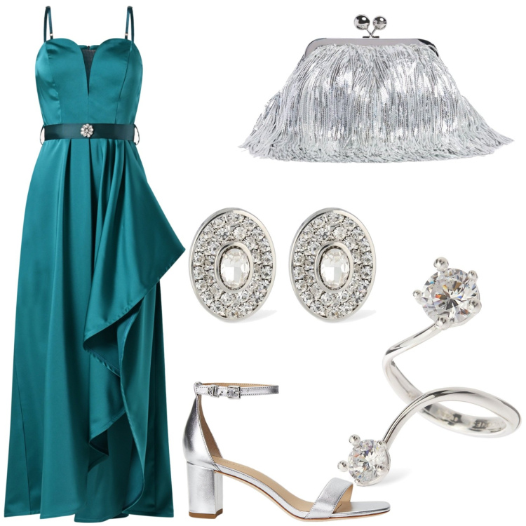 Outfit donna - Mini bag gioiello. Stile Chic per Cerimonia. Abbinamento con vestiti lunghi, sandali in pelle, anelli, pochette, orecchini.