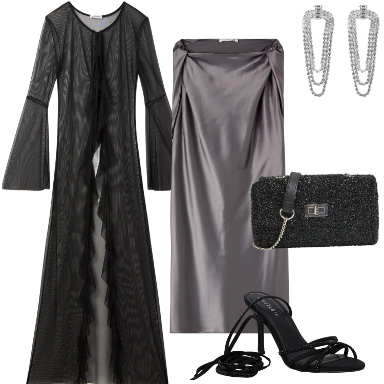 Outfit donna - I\'m so glam con Terranova. Stile Glamour per Serata fuori. Abbinamento con vestiti corti, orecchini, caftani, sandali alla schiava, borse a tracolla.