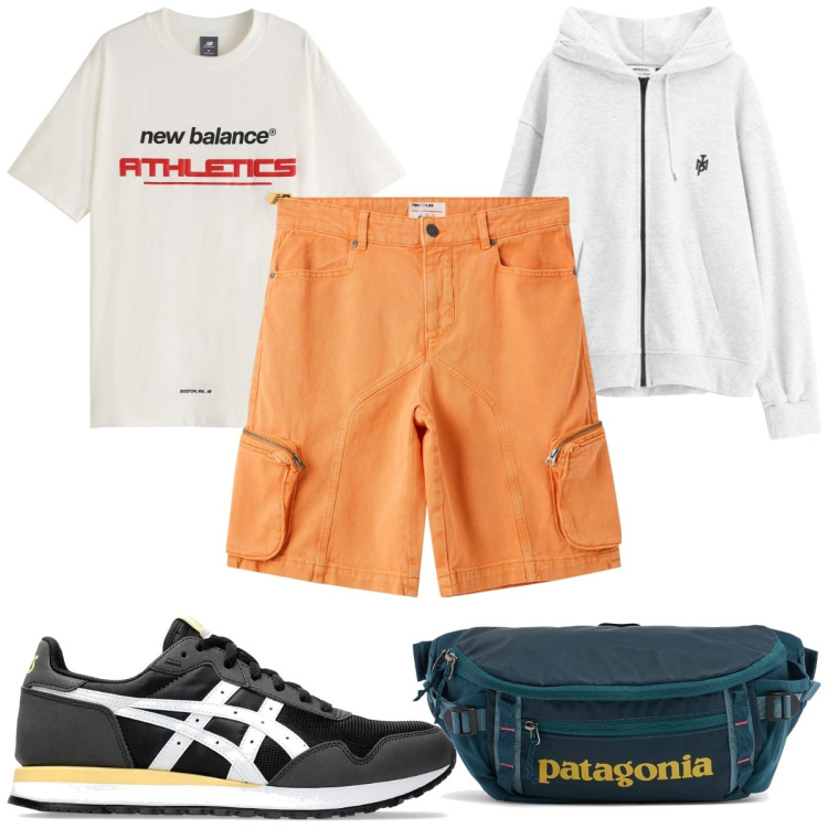 Outfit uomo - Colori vitaminici: i pantaloni corti. Stile Trendy per Tutti i giorni. Abbinamento con pantaloni corti, t-shirt, felpe con cappuccio, sneakers, borse sportive.