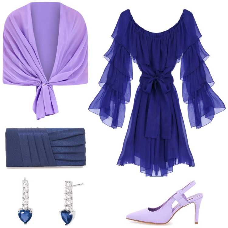 Outfit donna - Cerimonia. Stile Chic per Cerimonia. Abbinamento con vestiti corti, orecchini, scialli, décolleté, pochette.