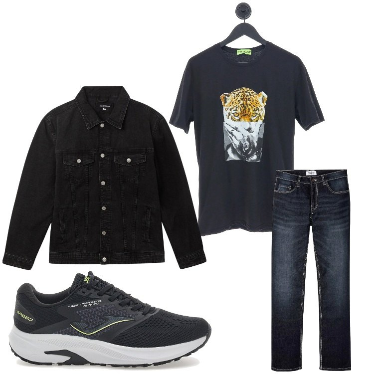 Outfit uomo - Dolce e aggressivo. Stile Casual per Tutti i giorni. Abbinamento con jeans bootcut, giacche, sneakers, t-shirt.