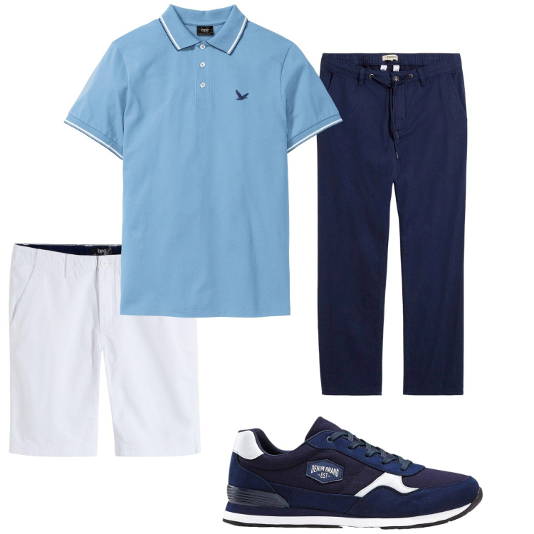 Outfit uomo - Total look #2128614. Stile Casual per Tutti i giorni. Abbinamento con sneakers, polo, pantaloni chino, pantaloncini sportivi.