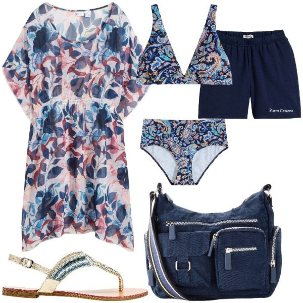 Outfit donna - Bonprix new HOLIDAY CAPSULE. Stile Casual chic per Mare. Abbinamento con borse a tracolla, bikini, ciabatte, vestiti da spiaggia, shorts.