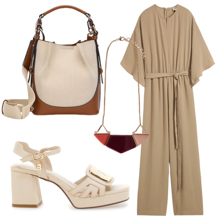 Outfit donna - Total look #2128772. Stile Etnico per Serata fuori. Abbinamento con tute, sandali col tacco, ciondoli, borse a mano.