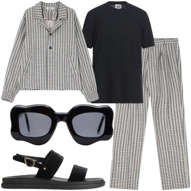 Outfit uomo - Eleganza in sandali. Stile Trendy per Tutti i giorni. Abbinamento con t-shirt, sandali, pantaloni, cappotti, occhiali da sole.