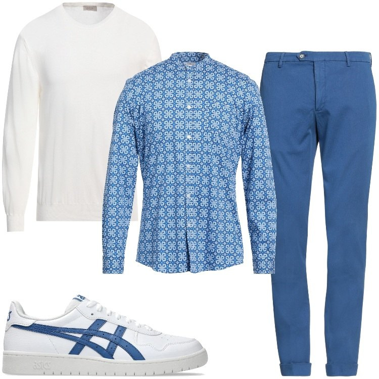 Outfit uomo - Blu casual. Stile Casual per Tutti i giorni. Abbinamento con pantaloni, camicie, pullovers, sneakers.