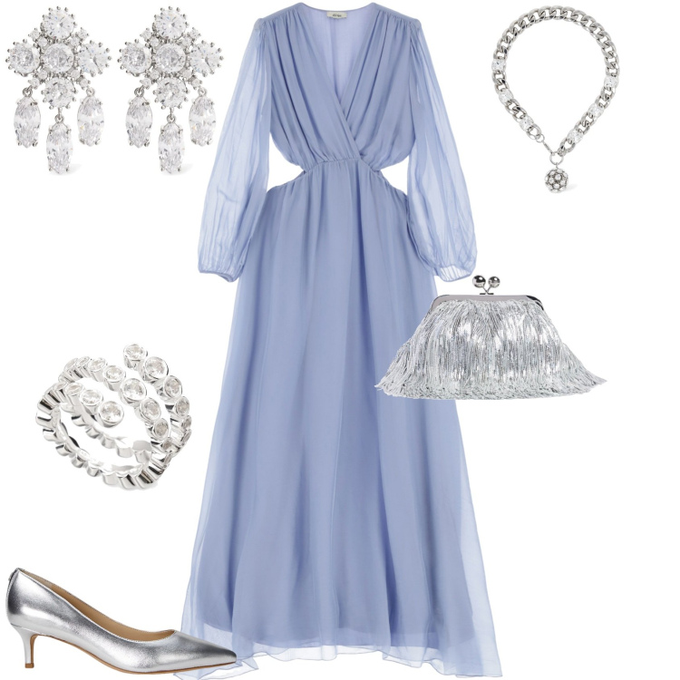 Outfit donna - Cerimonia evento serata speciale. Stile Bon Ton per Cerimonia. Abbinamento con vestiti lunghi, décolleté, pochette, collane, anelli, orecchini.