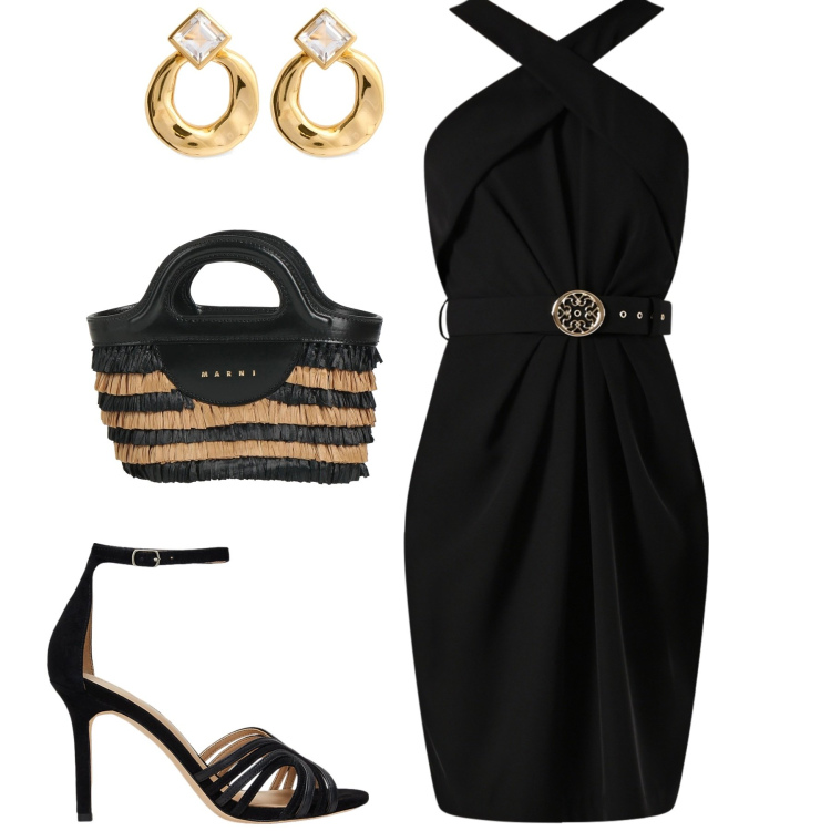 Outfit donna - La mini bag estiva. Stile Chic per Tutti i giorni. Abbinamento con borse a mano, vestiti a tubino, sandali in pelle, orecchini.