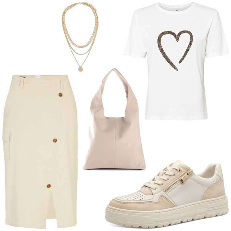 Outfit femme - Bon Ton #3208. Style Bon Ton pour Tous les jours. Assortir avec jupes, t-shirts, sac cabas, colliers, sneakers.