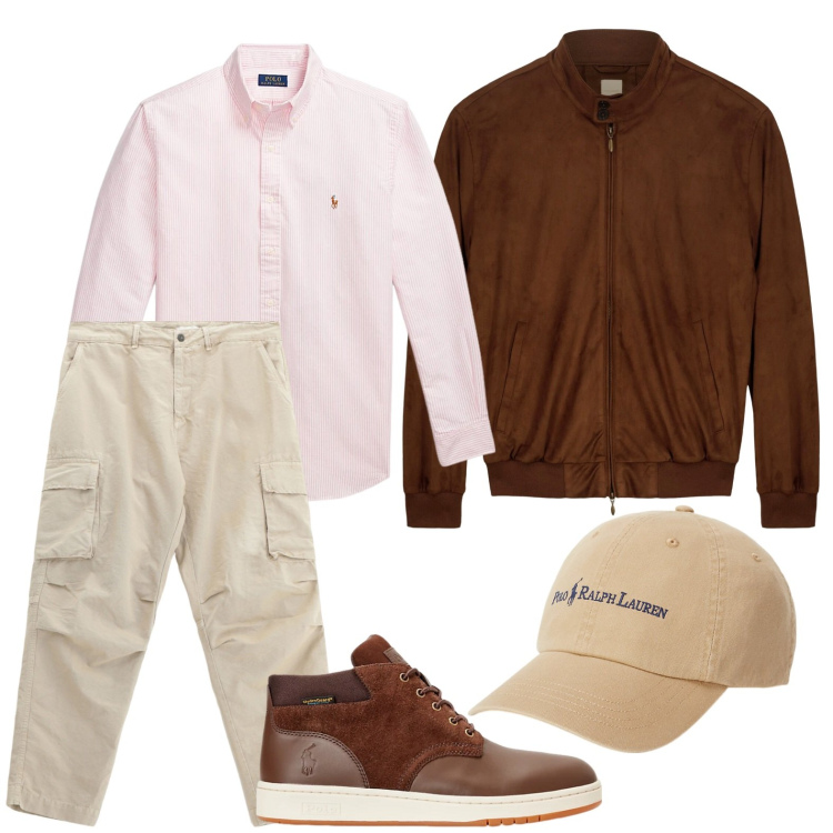 Outfit uomo - Giacca leggera protagonista. Stile Trendy per Ufficio. Abbinamento con pantaloni cargo, stivali, camicie, cappelli, giacche.