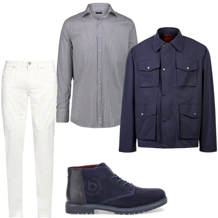 Outfit uomo - Camicia classica. Stile Trendy per Tutti i giorni. Abbinamento con pantaloni, scarpe stringate, giacche, camicie.