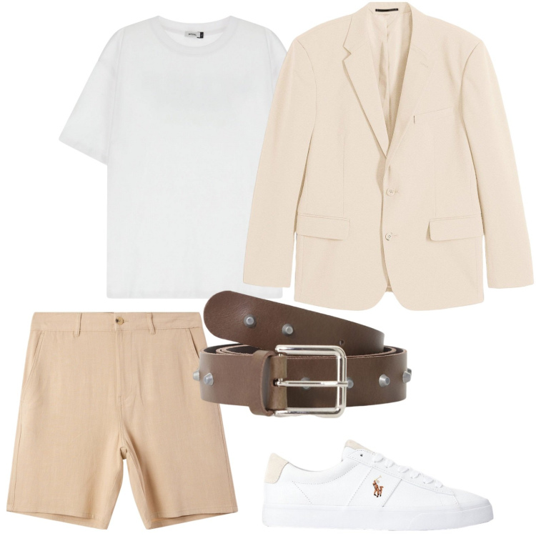 Outfit uomo - Raffinato con bermuda. Stile Casual per Tutti i giorni. Abbinamento con giacche, pantaloni corti, cinture, t-shirt, sneakers.