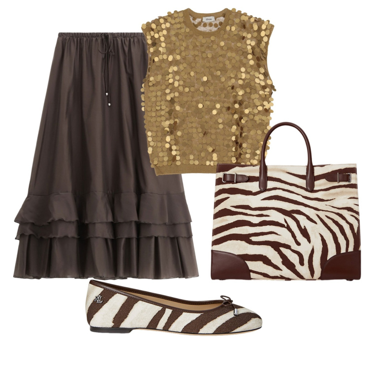 Outfit donna - Accessori zebrati. Stile Casual chic per Ufficio. Abbinamento con gonne lunghe, top, ballerine, borse tote.