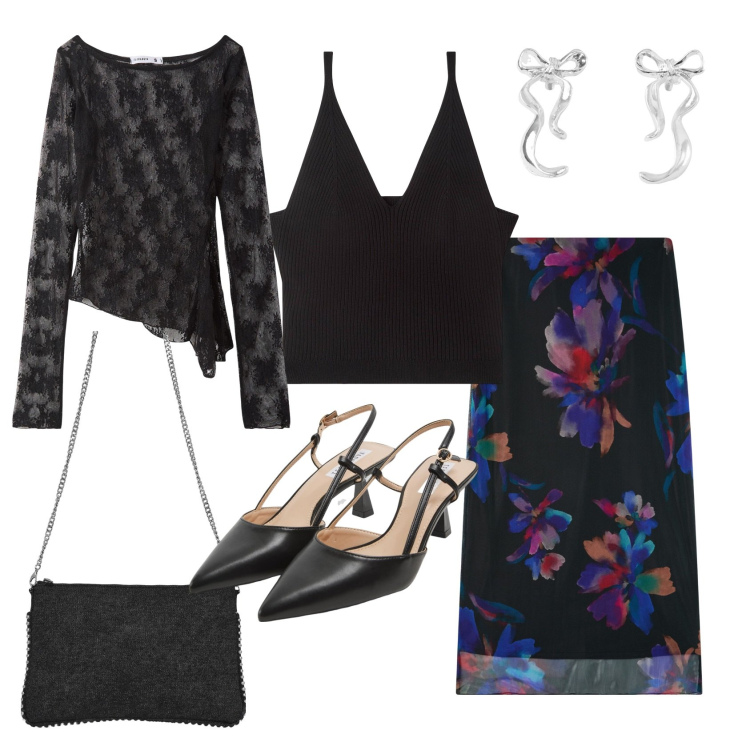 Outfit donna - Total look #2129086. Stile Boho per Cerimonia. Abbinamento con gonne lunghe, maglieria, sabot, top, orecchini, borse a tracolla.