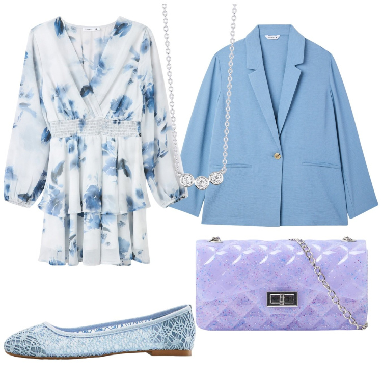 Outfit donna - Aperitivo pomeridiano. Stile Boho per Serata fuori. Abbinamento con ballerine, borse a tracolla, blazer, vestiti, collane.