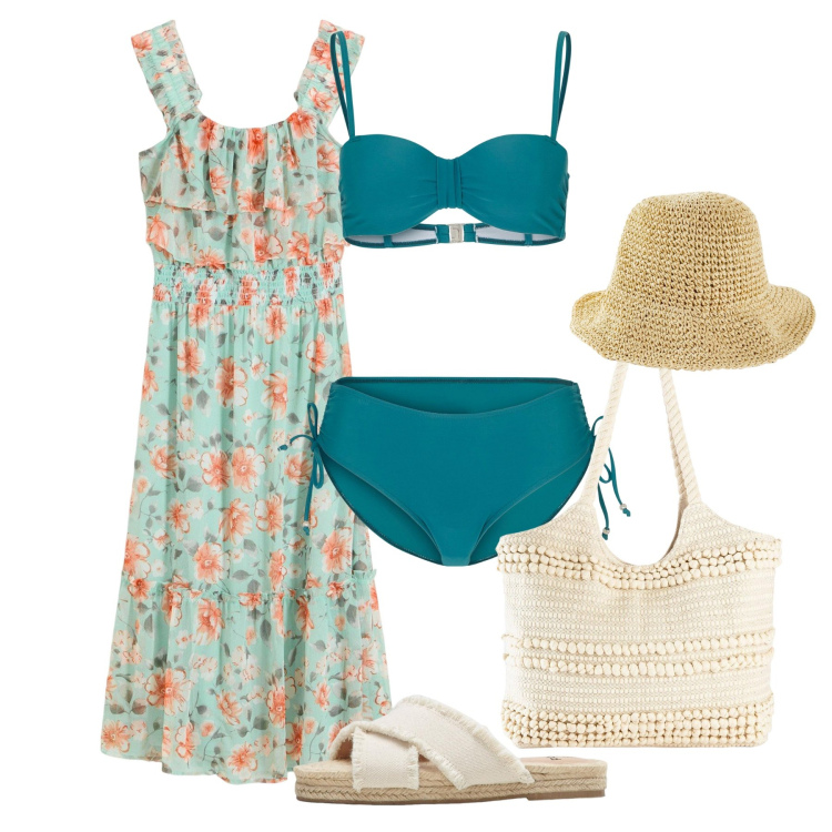 Outfit donna - bonprix HOLIDAY CAPSULE - DESTINATION DR. Stile Bon Ton per Mare. Abbinamento con ciabatte, cappelli, vestiti, bikini, shopping bag.
