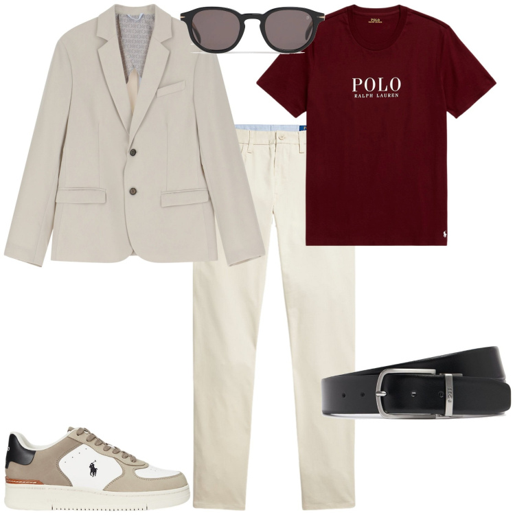 Outfit uomo - Total look #2129217. Stile Business/Elegante per Ufficio. Abbinamento con giacche, t-shirt, sneakers, pantaloni, occhiali da sole, cinture.