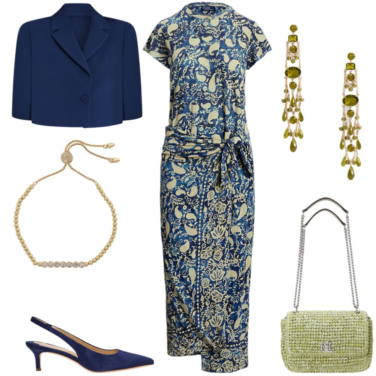 Outfit donna - Stile oriente. Stile Etnico per Cerimonia. Abbinamento con décolleté, borse a spalla, braccialetti, vestiti, orecchini, cappe.