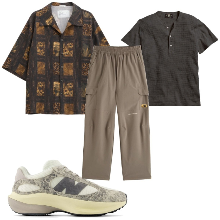 Outfit uomo - Total look #2129271. Stile Casual per Tutti i giorni. Abbinamento con pantaloni, sneakers, camicie a manica corta, t-shirt.