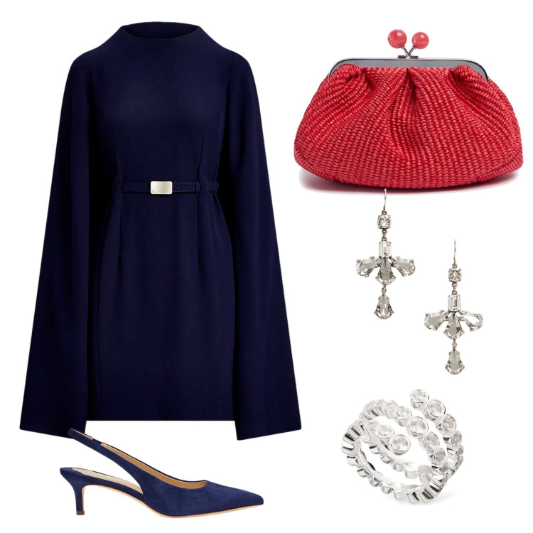 Outfit donna - Total look #2129316. Stile Glamour per Cerimonia. Abbinamento con décolleté, vestiti, orecchini, pochette, anelli.