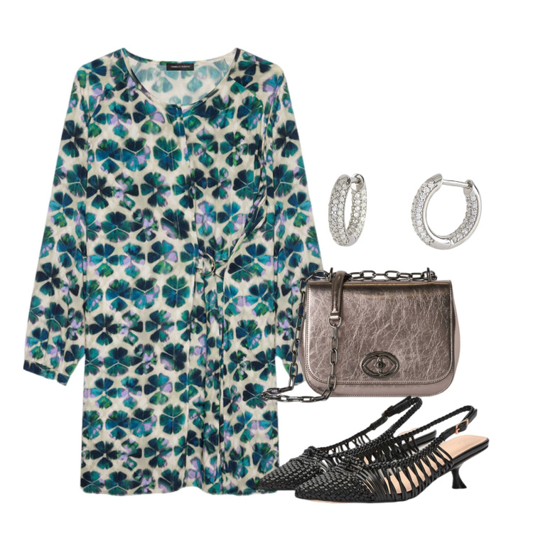 Outfit donna - Pranzo della festa della mamma - @ambros. Stile Bon Ton per Tutti i giorni. Abbinamento con orecchini, vestiti corti, borse a tracolla, décolleté.