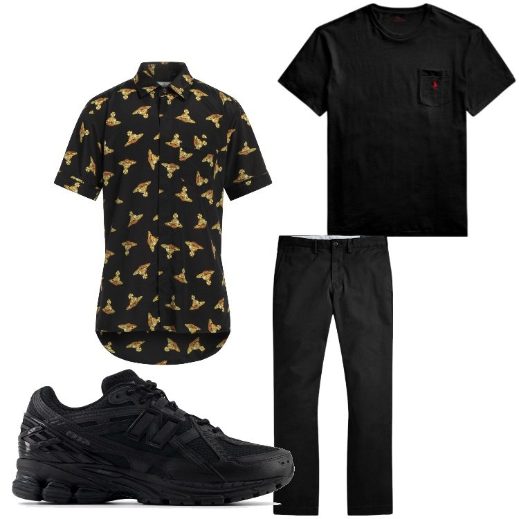Outfit uomo - Allegria. Stile Casual per Tutti i giorni. Abbinamento con camicie a manica corta, sneakers, t-shirt, pantaloni.
