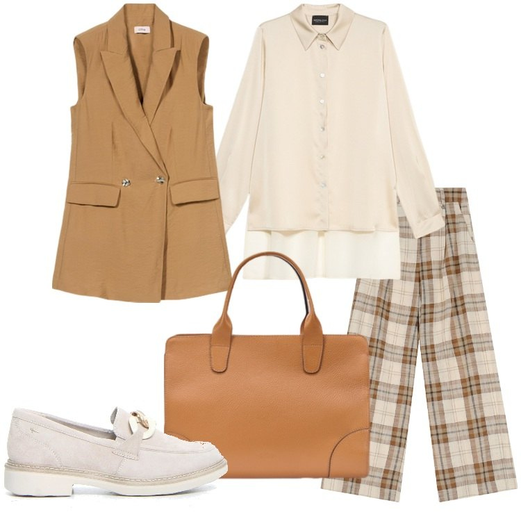 Outfit donna - Mannish a maggio - @laurafo. Stile Mannish per Ufficio. Abbinamento con pantaloni, mocassini, borse tote, camicie, gilet.