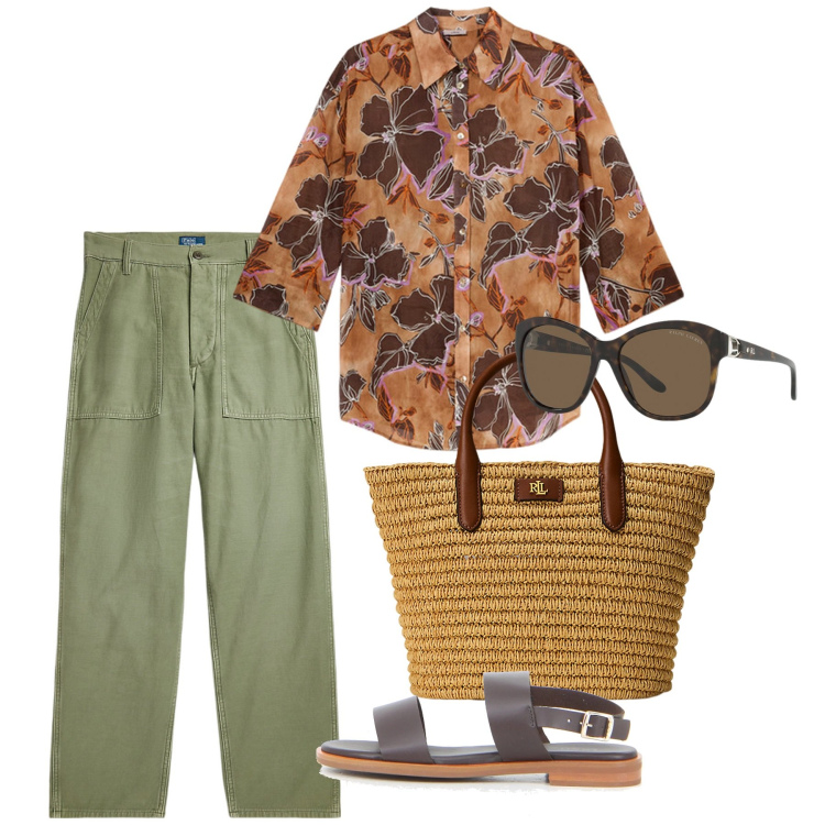 Outfit donna - Giungla cittadina - @pamela. Stile Basic per Tutti i giorni. Abbinamento con pantaloni, borse tote, occhiali da sole, sandali, camicie.
