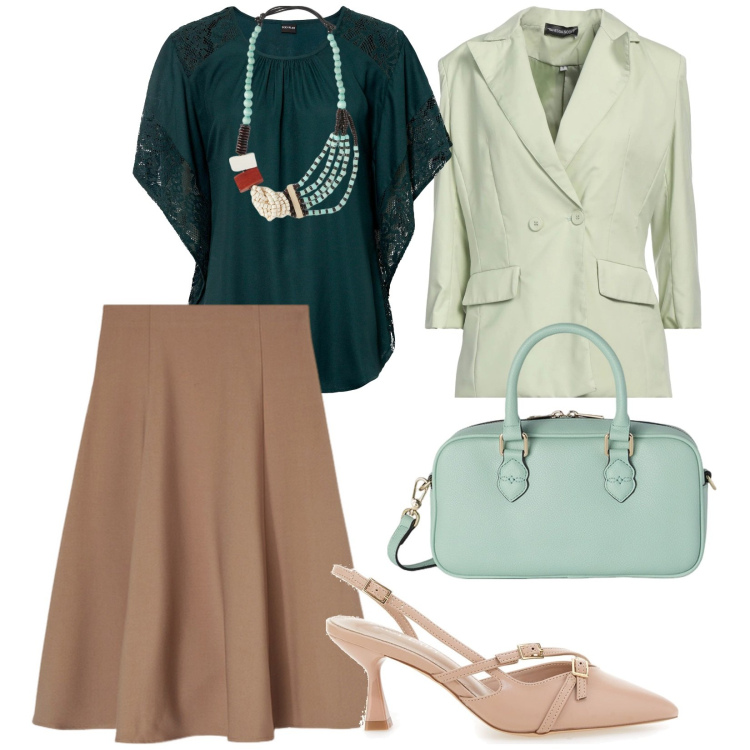 Outfit donna - Quando vuoi. per Tutti i giorni. Abbinamento con bluse, blazer, décolleté, collane, gonne longuette, borse a mano.
