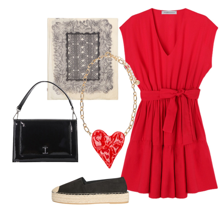 Outfit donna - Total look #2129478. Stile Boho per Tutti i giorni. Abbinamento con espadrillas, borse a tracolla, ciondoli, sciarpe, vestiti corti.