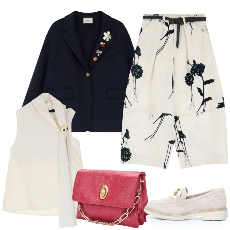 Outfit donna - Blazer over size nero pantaloni ampi. Stile Casual per Tutti i giorni. Abbinamento con top, pantaloni, blazer, mocassini, borse a tracolla.