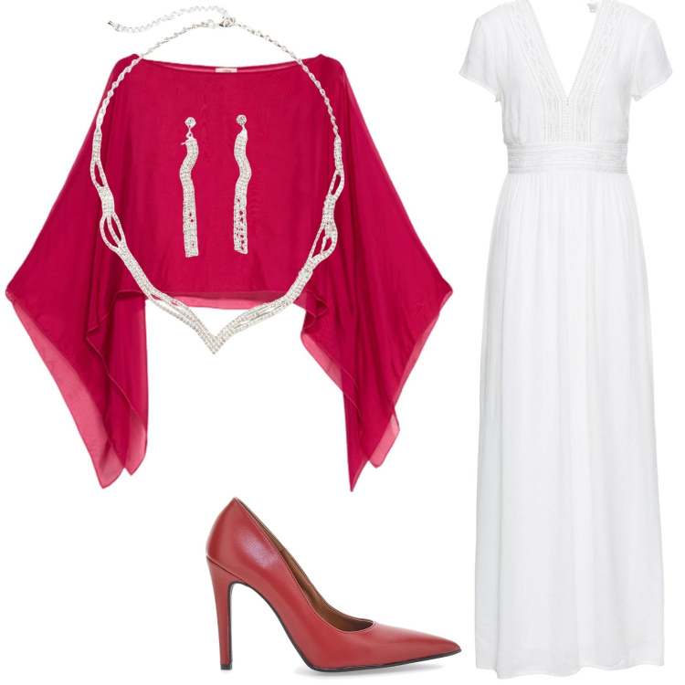 Outfit donna - Accessori rossi per la sposa. Stile Chic per Cerimonia. Abbinamento con vestiti lunghi, collane, bolero, décolleté.