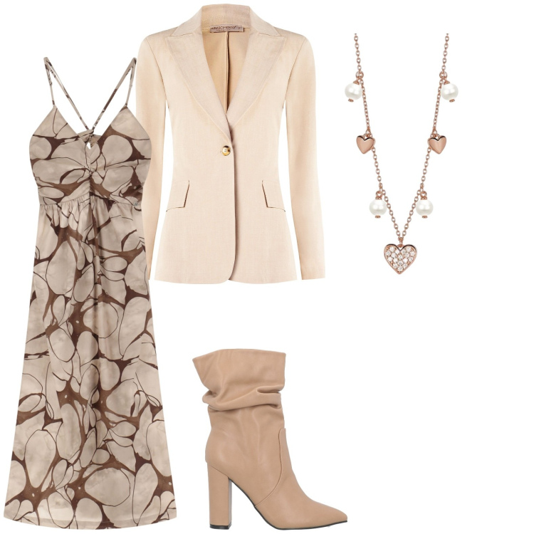 Outfit donna - Cerimonia. Stile Boho per Cerimonia. Abbinamento con stivaletti, collane, blazer, vestiti lunghi.