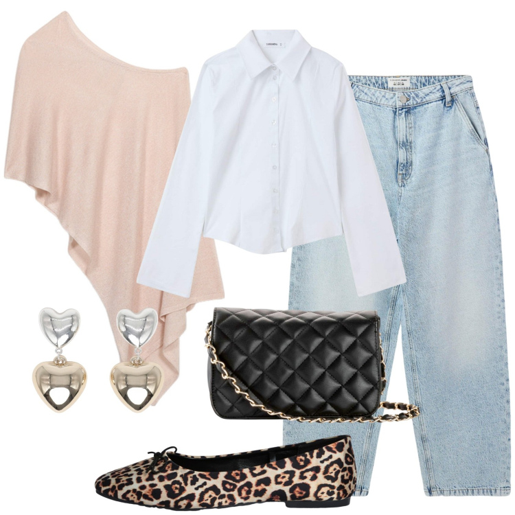 Outfit donna - Lo scialle al posto della giacca. Stile Bon Ton per Tutti i giorni. Abbinamento con borse a tracolla, jeans, orecchini, camicie, ballerine, bolero.