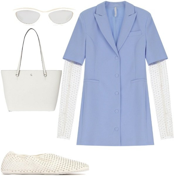 Outfit donna - Ballerina traforata. Stile Urban per Tutti i giorni. Abbinamento con vestiti corti, borse tote, ballerine, occhiali da sole.