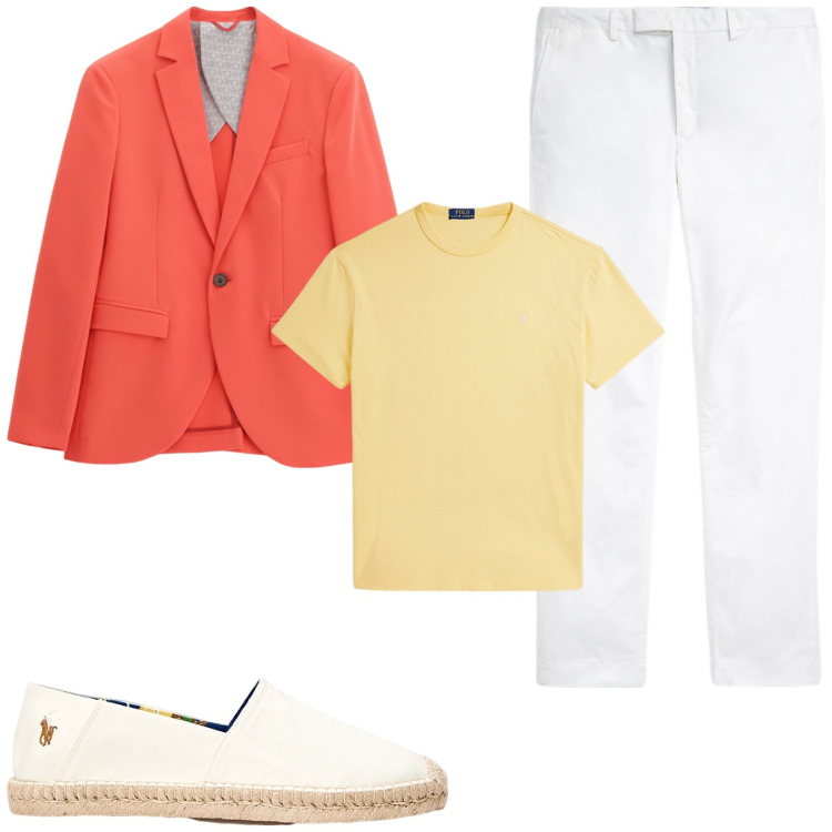 Outfit uomo - Casual style. Stile Casual per Tutti i giorni. Abbinamento con giacche, t-shirt, pantaloni chino, espadrillas.
