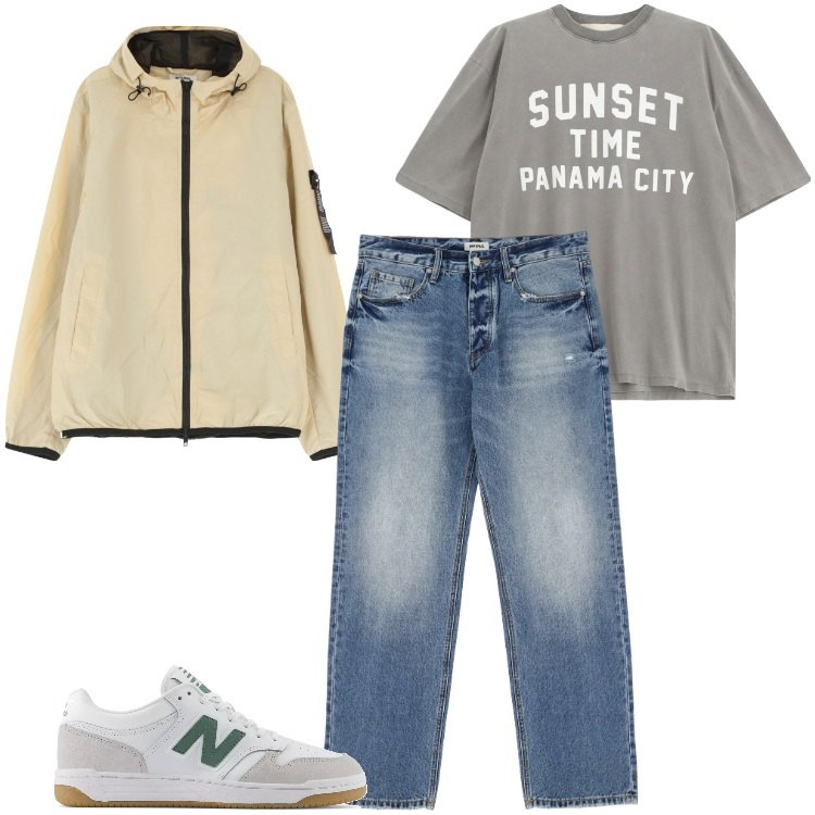Outfit uomo - Tessuto tecnico. Stile Urban per Tutti i giorni. Abbinamento con sneakers, jeans, giacche, t-shirt.