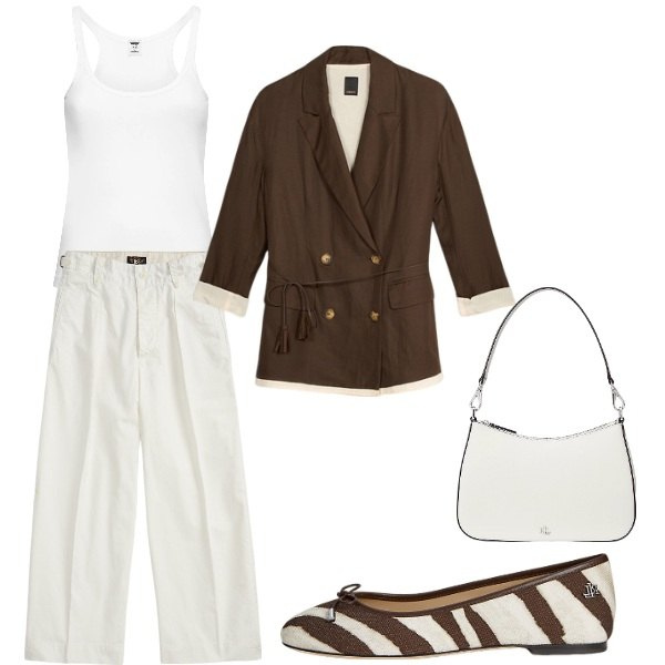 Outfit donna - scarpe animalier. Stile Casual chic per Tutti i giorni. Abbinamento con pantaloni, ballerine, borse a spalla, canottiere, blazer.