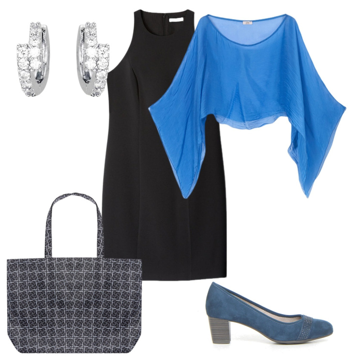 Outfit donna - Total look #2130296. Stile Chic per Serata fuori. Abbinamento con orecchini, shopping bag, décolleté, vestiti corti, bolero.