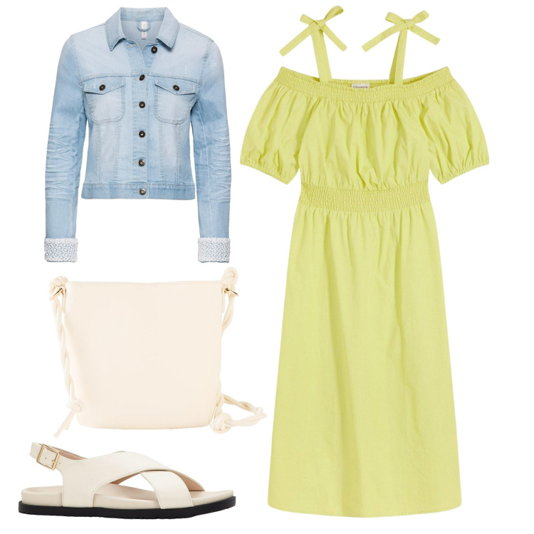 Outfit donna - Total look #2130391. Stile Casual per Mare. Abbinamento con blazer, sandali, vestiti, borse a tracolla.