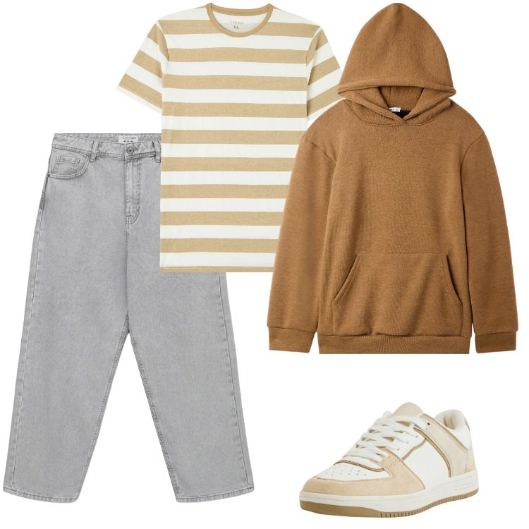 Outfit uomo - Total look #2130443. Stile Trendy per Tutti i giorni. Abbinamento con jeans, t-shirt, sneakers, felpe.