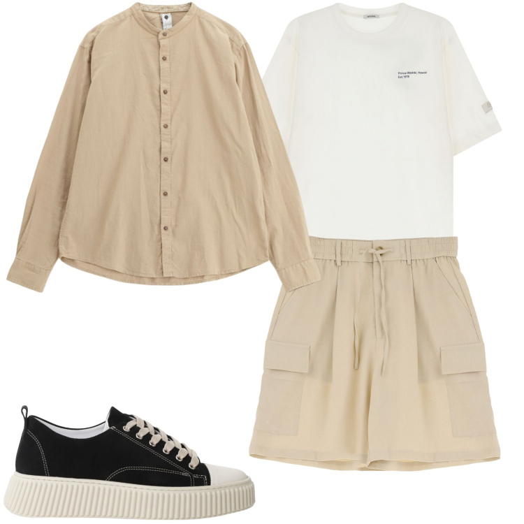 Outfit uomo - Maggio. Stile Casual per Tutti i giorni. Abbinamento con sneakers, t-shirt, bermuda, camicie.